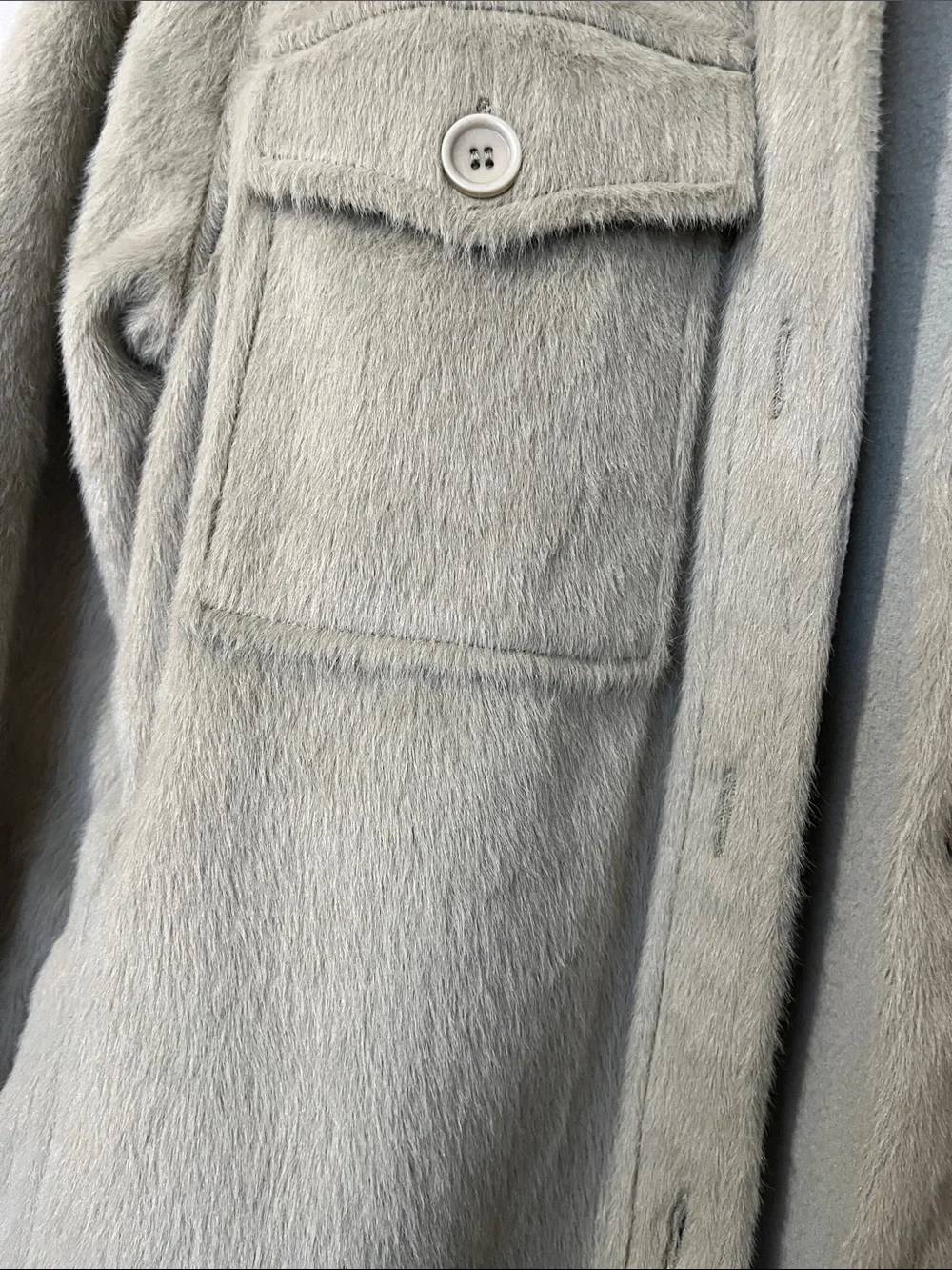 Reformation Faux Fur Ridley jacket Olive Green Shacket Jacket - Size S